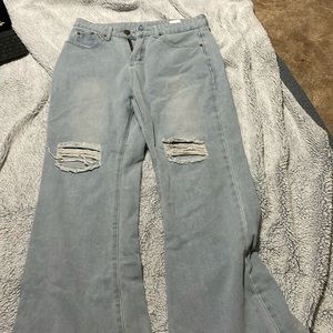 Small, straight leg ripped jeans, SHEIN